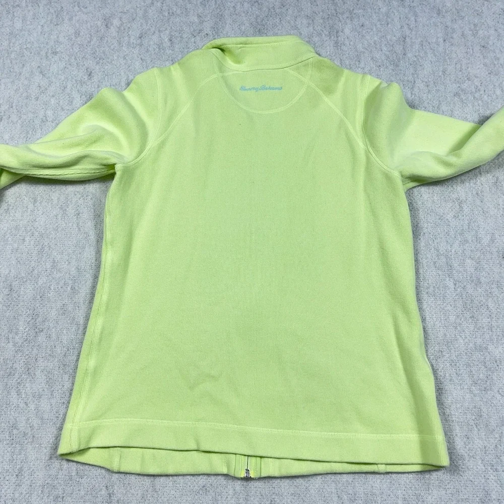 Tommy Bahama Sweater Women‎ Large Green Full Zip Jacket Relax Neon Marlin *